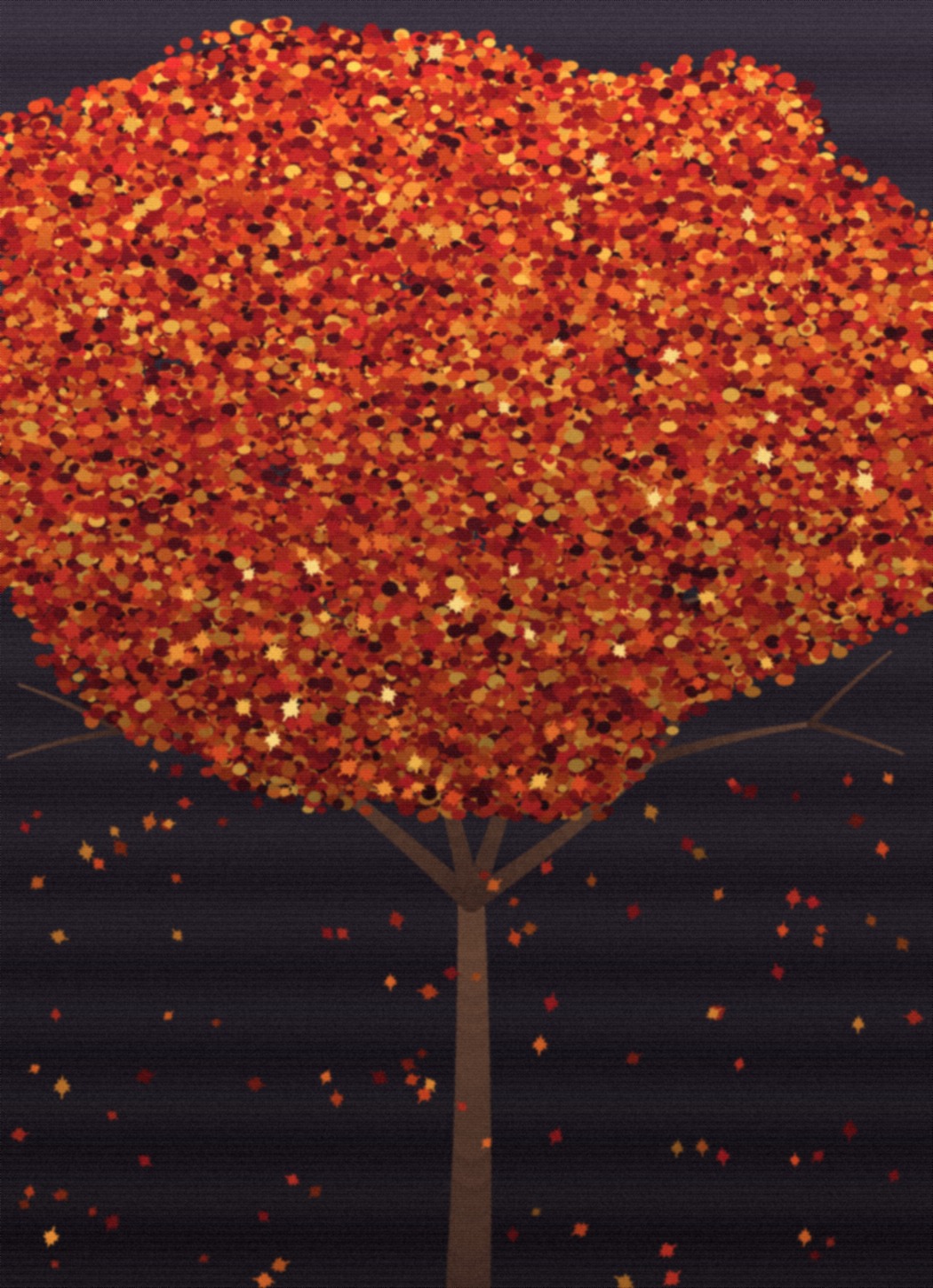 Maple art rug — scarlet and amber autumn crown on a plum ground